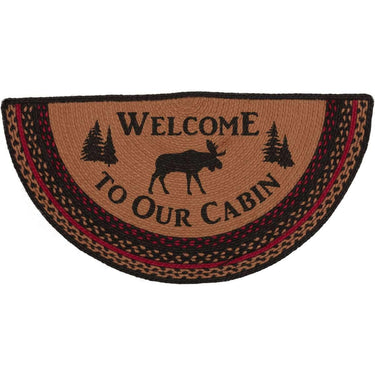 Cumberland Stenciled Moose Jute Rug Half Circle Welcome to the Cabin 16.5